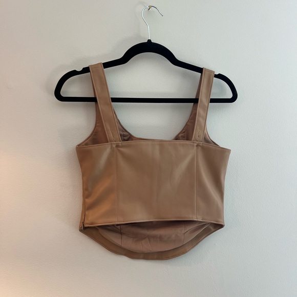 Abercrombie & Fitch Faux Leather Tan Corset Crop Top Size Small A&F - Picture 3 of 8